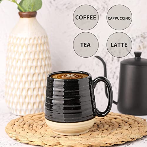 Hasense Large Coffee Mug,20 oz Ceramic Coffee Cup for Office and Home, Big Coffee Mug with Handle for Latte Coffee Tea Soup, Dishwasher and Microwave Safe, 1 PCS (Black)