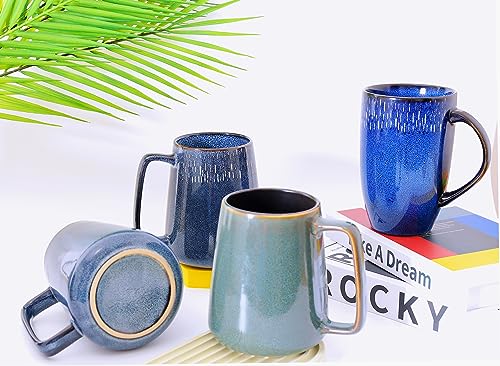 24 oz Ceramic Coffee Mug Large Milk Coffee Mug Tea Cup for Cocoa Cappuccino Latte Cereal Dishwasher Safe Microwave Safe (Green)