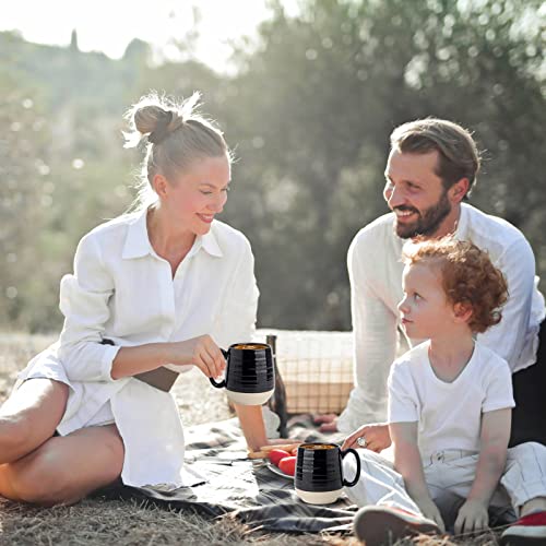 Hasense Large Coffee Mug,20 oz Ceramic Coffee Cup for Office and Home, Big Coffee Mug with Handle for Latte Coffee Tea Soup, Dishwasher and Microwave Safe, 1 PCS (Black)