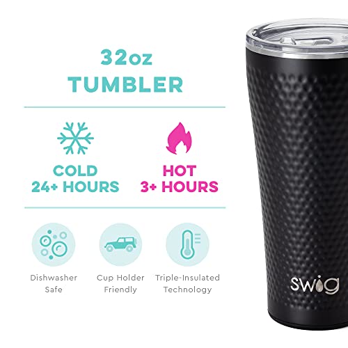 Swig Life 32oz Insulated Tumbler, Travel Coffee Tumbler with Lid, Cup Holder Friendly Travel Coffee Mug, Stainless Steel Thermos, 32 oz Tumbler, Reusable Insulated Coffee Mug with Lid (Blacksmith)