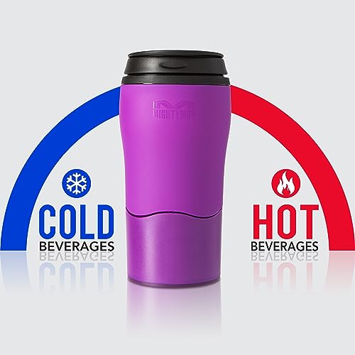 Mighty Mug Plastic Travel Mug, No Spill Double Wall Tumbler, Cold/Hot, Cup-Holder Friendly, Dishwasher Safe, (Purple, 12oz)