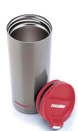 costablue Travel Coffee Mug - 16 Oz. Stainless Steel Insulated Coffee Mug, Leak Proof Tumbler w/Dishwasher Safe Lid, Double Wall Travel Coffee Cup, Reusable Insulated Tumbler for Hot & Cold Beverages