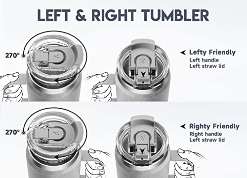 Meoky 24oz Travel Mug, Triple Insulated Stainless Steel Tumbler with Handle and 2-in-1 Straw and Sip Lid, 100% Leak Proof, Keeps Cold for 24 Hours or Hot for 8 Hours, Cupholder Friendly (Rock)