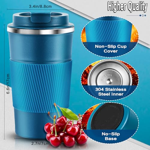 Travel Coffee Mug 16 oz, Insulated Coffee Cups with Lid, Thermos Stainless Steel Coffee Mugs Spill Proof, Double Wall Vacuum Tumbler, Reusable To Go Mug for Hot/Ice Coffee (green)