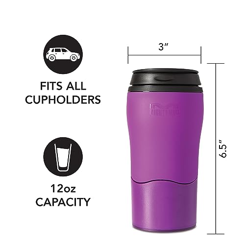 Mighty Mug Plastic Travel Mug, No Spill Double Wall Tumbler, Cold/Hot, Cup-Holder Friendly, Dishwasher Safe, (Purple, 12oz)