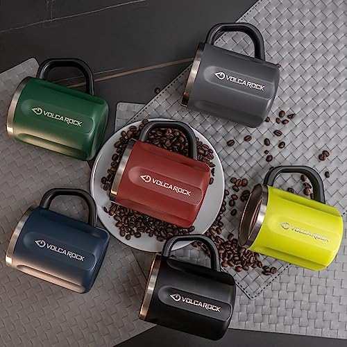 VOLCAROCK Coffee Mug with Handle and Lid, 16oz Spill Proof Coffee Cup with Powder Coating, Dishwasher Safe and BPA Free Tea Mug, Ideal Gift for Family and Friends (Lime)