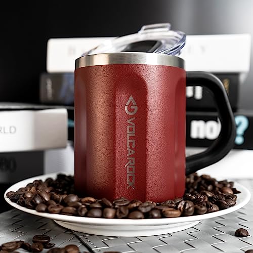 VOLCAROCK Coffee Mug with Handle and Lid, 16oz Spill Proof Coffee Cup with Powder Coating, Dishwasher Safe and BPA Free Tea Mug, Ideal Gift for Family and Friends (Lime)