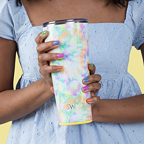 Swig Life 32oz Insulated Tumbler, Travel Coffee Tumbler with Lid, Cup Holder Friendly Travel Coffee Mug, Stainless Steel Thermos, 32 oz Tumbler, Reusable Insulated Coffee Mug with Lid (Lazy Daisy)
