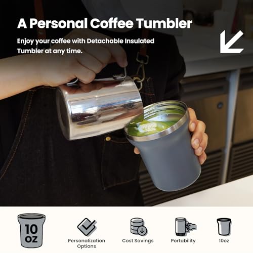 LVNASST Tumbler with Handle and Straw Lid, 2-IN-1 Reusable Coffee Travel Mug Leakproof, Insulated Stainless Steel Water Bottle Cup Holder Friendly, 30oz Top & 10oz Bottom (Grey)