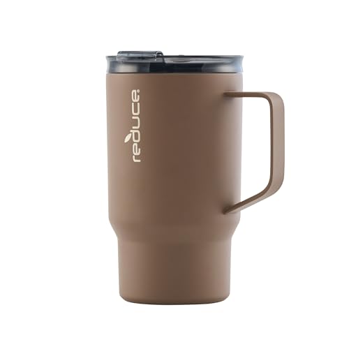 REDUCE 18 oz Hot1 Vacuum Insulated Mug for Hot Tea, Coffee and Other Hot Drinks - With Flo-Motion Lid and Handle, Single-Serve and Cupholder Friendly, Keeps Drinks Hot for up to 6 Hrs, Java