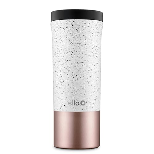 Ello Miri Vacuum Insulated Stainless Steel Travel Coffee Mug - Travel Tea Mug, 16 oz, Speckle Rosegold