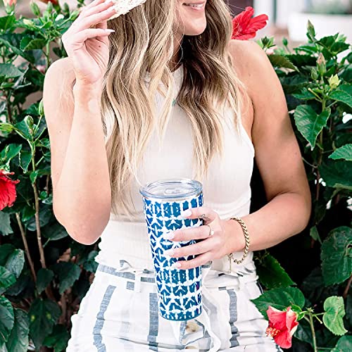 Swig Life 22oz Insulated Tumbler, Travel Coffee Tumbler with Lid, Cup Holder Friendly Travel Coffee Mug, Stainless Steel Thermos, 22 oz Tumbler, Reusable Insulated Coffee Mug with Lid (All American)