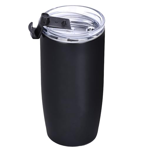 Barvivo 16.9 Ounces Travel Coffee Mug - Reusable Insulated Coffee Cup with Leakproof Flip Lid - Stainless Steel Tea Tumbler - Portable and Reusable for Hot or Cold Drinks - Cupholder Friendly - Black