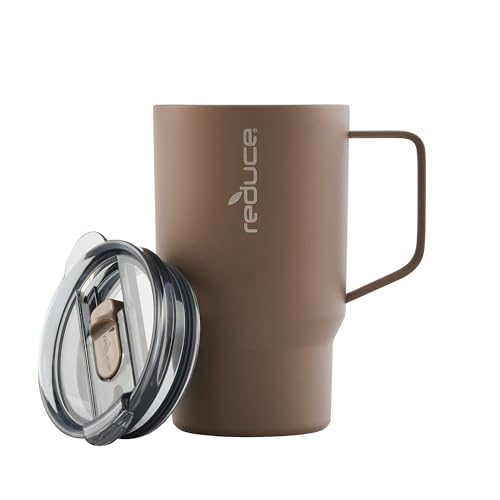 REDUCE 18 oz Hot1 Vacuum Insulated Mug for Hot Tea, Coffee and Other Hot Drinks - With Flo-Motion Lid and Handle, Single-Serve and Cupholder Friendly, Keeps Drinks Hot for up to 6 Hrs, Java
