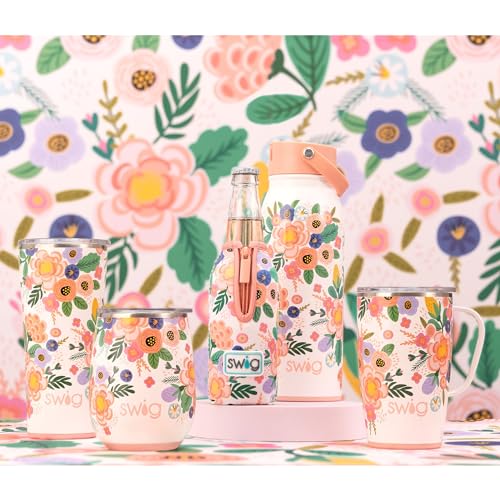 Swig Life 22oz Insulated Tumbler, Travel Coffee Tumbler with Lid, Cup Holder Friendly Travel Coffee Mug, Stainless Steel Thermos, 22 oz Tumbler, Reusable Insulated Coffee Mug with Lid (Full Bloom)