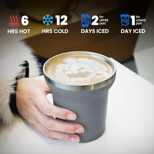 LVNASST Tumbler with Handle and Straw Lid, 2-IN-1 Reusable Coffee Travel Mug Leakproof, Insulated Stainless Steel Water Bottle Cup Holder Friendly, 30oz Top & 10oz Bottom (Grey)