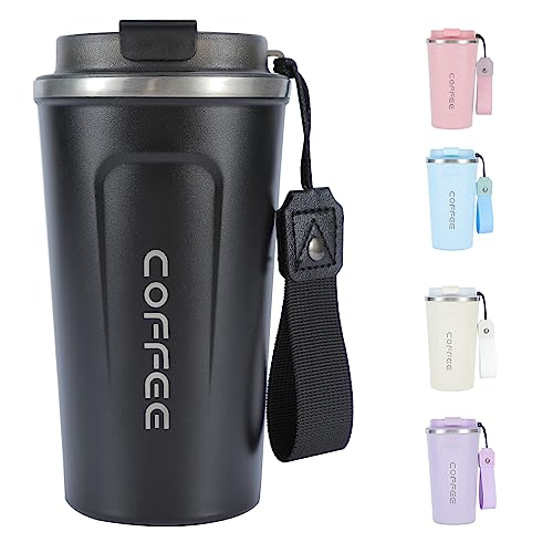 Travel Coffee Mug Spill Proof 16oz, Insulated Coffee Mug to Go, Thermo Hot Coffee Tumbler, Reusable Coffee Travel Mug with Seal Lid, Vacuum Stainless Steel Coffee Cups for Hot/Ice Coffee Tea