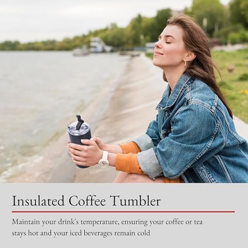 Barvivo 16.9 Ounces Travel Coffee Mug - Reusable Insulated Coffee Cup with Leakproof Flip Lid - Stainless Steel Tea Tumbler - Portable and Reusable for Hot or Cold Drinks - Cupholder Friendly - Black