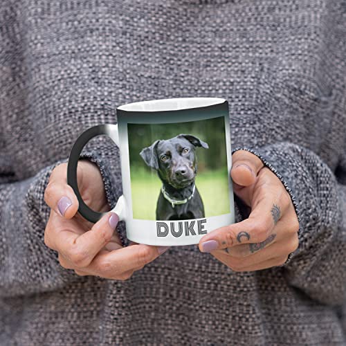 Custom Heat Sensitive Photo Mug, 11 oz - Add Your Picture and Text, Double Side Printing - Tazas Personalizadas, Color Changing Cup for Tea & Coffee - Personalized Magic Mug