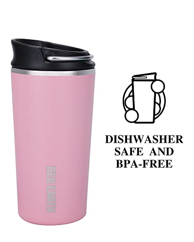 GiNT 17oz Travel Tea Mug with Infuser and Two Lid. Vacuum Insulated 316 Stainless Steel Travel Coffee Mug. Dishwasher Safe Tea Cup with Tea Strainer for Hot and Cold Brew Coffee or Tea(Pink)