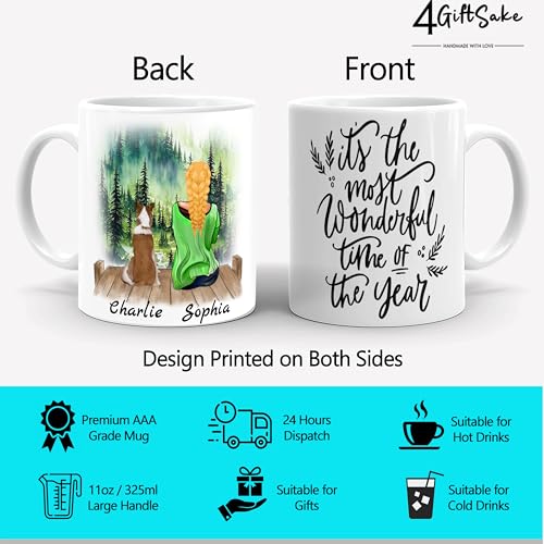4GiftSake - Customized Dog Mom Girl Love Tea Coffee Mug - Personalized Ceramic Cup with Heartwarming Pet and Mom Image - Gift for Dog Lovers