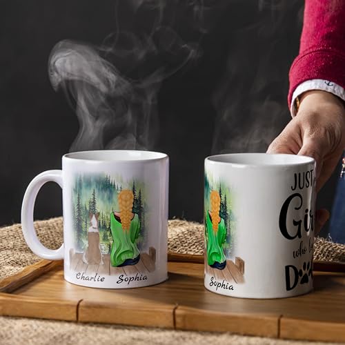 4GiftSake - Customized Dog Mom Girl Love Tea Coffee Mug - Personalized Ceramic Cup with Heartwarming Pet and Mom Image - Gift for Dog Lovers