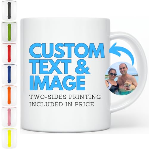Personalized Coffee Mug - Design Custom Cup with Photo Text and Logo Novelty Customized Gifts for Women and Men Coffee Cup Tea Cup Taza Personalizada 11oz (Two-Sides)