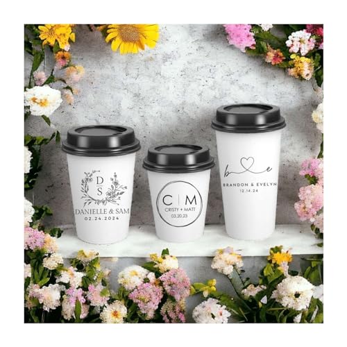 100 Personalized Paper Coffee Cups for Wedding Personalized Coffee Cup FavorsWedding Paper Coffee Cups Personalized Paper Cups Disposable Cups With Logo Custom White Coffee Cup custom disposable cup