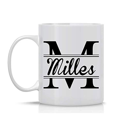 InterestPrint Personalized Monogrammed Coffee Mug, Custom Mug with Name and Initial, Customized Tea Cup Gift for Womens Mens Girls Boys Dad Mom Friend - 11 or 15 oz, White Mug #03