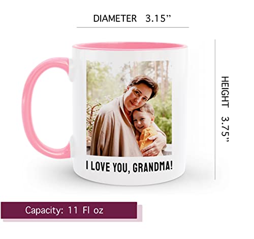HomeBee Personalized Coffee Mug | Custom Photo Text or Logo Ceramic Mug | Customized 11 Oz Tea Cup – Unique Gift for Women & Girl | Taza Personalizadas Design with Picture and Words | White – Pink