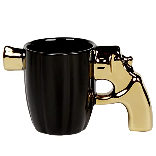 loobuu Fashion Ceramic Coffee Tea Cup, Special Cool Coffee Mug 3D Cool Pistol Design Durable Coffee Tea Cup Attractive Mugs Personalized Porcelain Gifts for Men Women - 12OZ (Pistol)