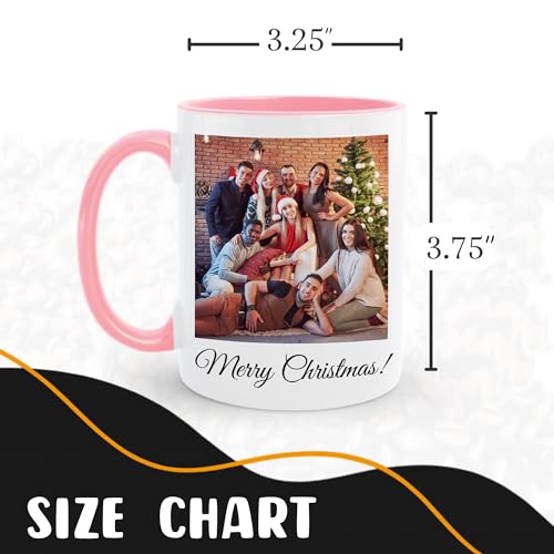 Giftbees Personalized Coffee Mug, Custom Picture Text or Logo Ceramic Mug, Customized Gift for Men & Women, Taza Personalizada with Photo and Words, Customizable 11 Oz Tea Cup | White - Pink
