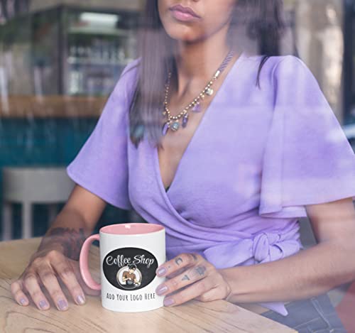 HomeBee Personalized Coffee Mug | Custom Photo Text or Logo Ceramic Mug | Customized 11 Oz Tea Cup – Unique Gift for Women & Girl | Taza Personalizadas Design with Picture and Words | White – Pink