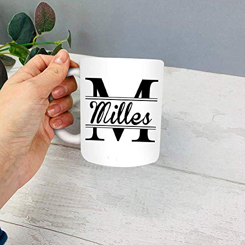 InterestPrint Personalized Monogrammed Coffee Mug, Custom Mug with Name and Initial, Customized Tea Cup Gift for Womens Mens Girls Boys Dad Mom Friend - 11 or 15 oz, White Mug #03