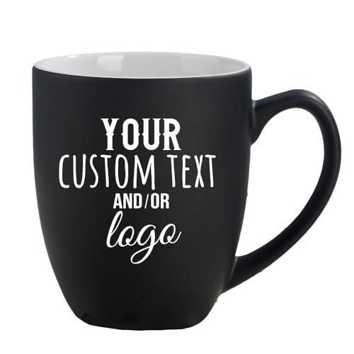 Personalized Coffee Mug Engraved with your Custom Text, Name or Logo-16oz (Matte Black)