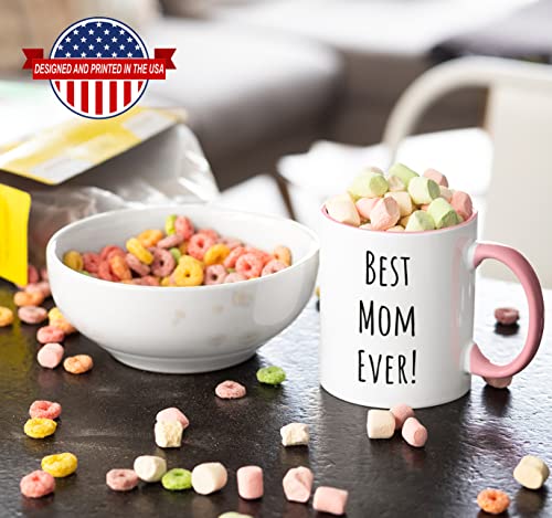 HomeBee Personalized Coffee Mug | Custom Photo Text or Logo Ceramic Mug | Customized 11 Oz Tea Cup – Unique Gift for Women & Girl | Taza Personalizadas Design with Picture and Words | White – Pink