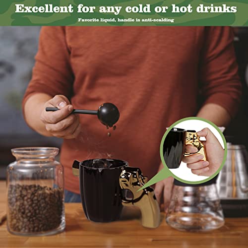 loobuu Fashion Ceramic Coffee Tea Cup, Special Cool Coffee Mug 3D Cool Pistol Design Durable Coffee Tea Cup Attractive Mugs Personalized Porcelain Gifts for Men Women - 12OZ (Pistol)