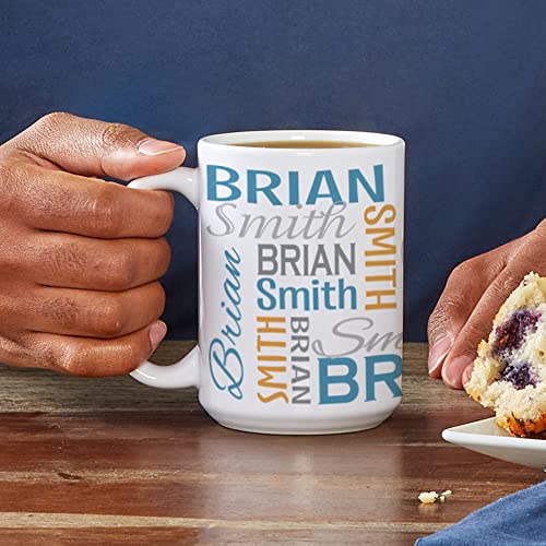 Let's Make Memories Personalized Your Name Signature Mug - Custom 15oz Coffee Mug - Stocking Stuffer - For Christmas Gray