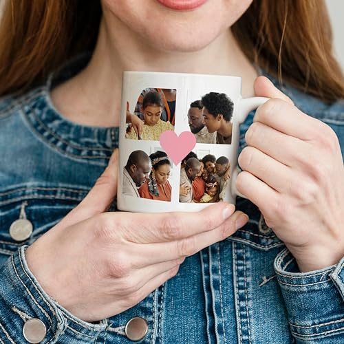 Custom Coffee Mugs - Personalized Ceramic Cups with Text and Collage Image - Customized Family Friends Photo Text Tea Cups Gift - 11 & 15 oz