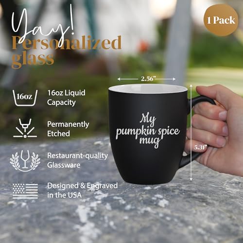 Personalized Coffee Mug Engraved with your Custom Text, Name or Logo-16oz (Matte Black)
