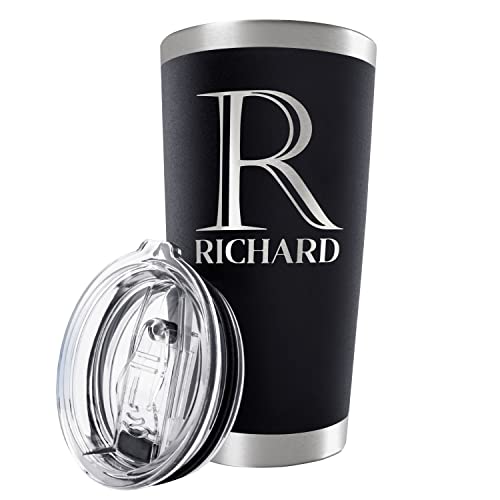 Be Burgundy Personalized Tumbler with Engraved Name - 12 Designs, 20 Oz Coffee Tumbler with Slider Lid, Black - Double Wall Insulated, Personalized Gifts for Him