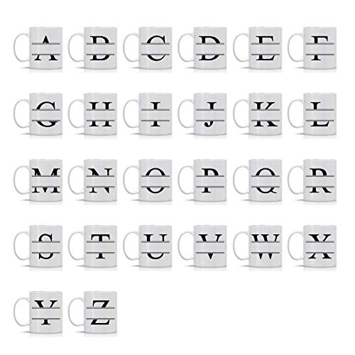 InterestPrint Personalized Monogrammed Coffee Mug, Custom Mug with Name and Initial, Customized Tea Cup Gift for Womens Mens Girls Boys Dad Mom Friend - 11 or 15 oz, White Mug #03