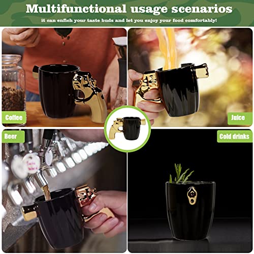 loobuu Fashion Ceramic Coffee Tea Cup, Special Cool Coffee Mug 3D Cool Pistol Design Durable Coffee Tea Cup Attractive Mugs Personalized Porcelain Gifts for Men Women - 12OZ (Pistol)