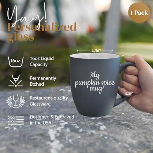 Personalized Coffee Mug Engraved with your Custom Text, Name or Logo-16oz (Matte Grey)