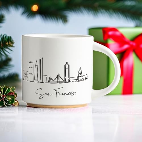 COLLECTIVE HOME - Skyline Ceramic Mug, Coffee Cup, Landscape Cups, 15 oz Tea Mugs, Elegant Personalized Mug with Gift Box, Luxurious Cups for Office and Home (San Francisco)