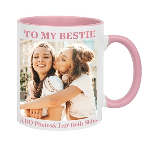 Custom Coffee Mug Personalized with Pictures Text on Both Sides, 11 oz Ceramic Photo Mug Wholesale Personalized Gifts for Women Men, Customized Photo Gifts for Birthday Anniversary