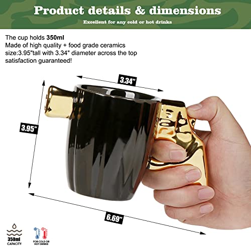 loobuu Fashion Ceramic Coffee Tea Cup, Special Cool Coffee Mug 3D Cool Pistol Design Durable Coffee Tea Cup Attractive Mugs Personalized Porcelain Gifts for Men Women - 12OZ (Pistol)