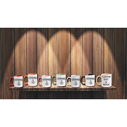 Customized Photo Mug with Personalized Text Upload Your Image with Different Designs (White/Blue), 11oz