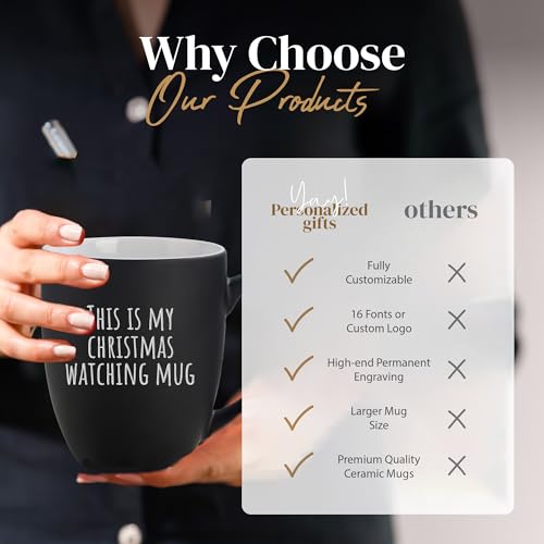 Personalized Coffee Mug Engraved with your Custom Text, Name or Logo-16oz (Matte Black)