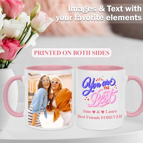Custom Coffee Mug Personalized with Pictures Text on Both Sides, 11 oz Ceramic Photo Mug Wholesale Personalized Gifts for Women Men, Customized Photo Gifts for Birthday Anniversary